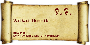 Valkai Henrik névjegykártya